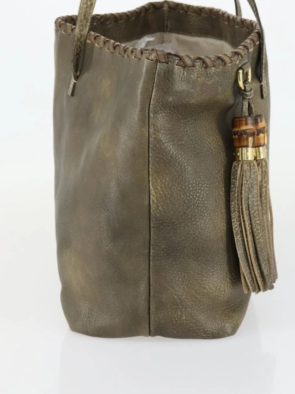 GUCCI Bamboo Shoulder Bag Leather Brown Gold 218499 Auth 161596 - Picture 6 of 16